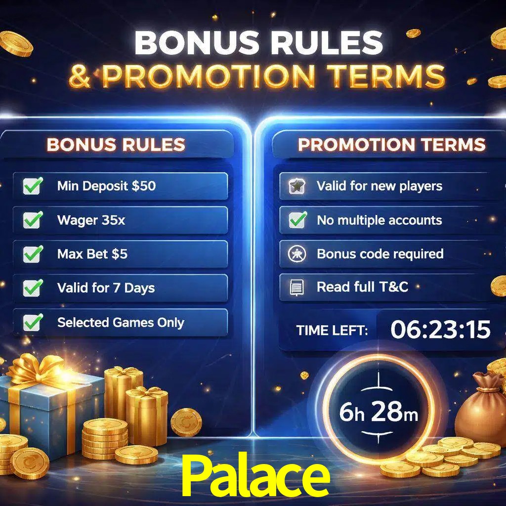 Reglas de promoción Palace y condiciones de bonos explicadas visualmente