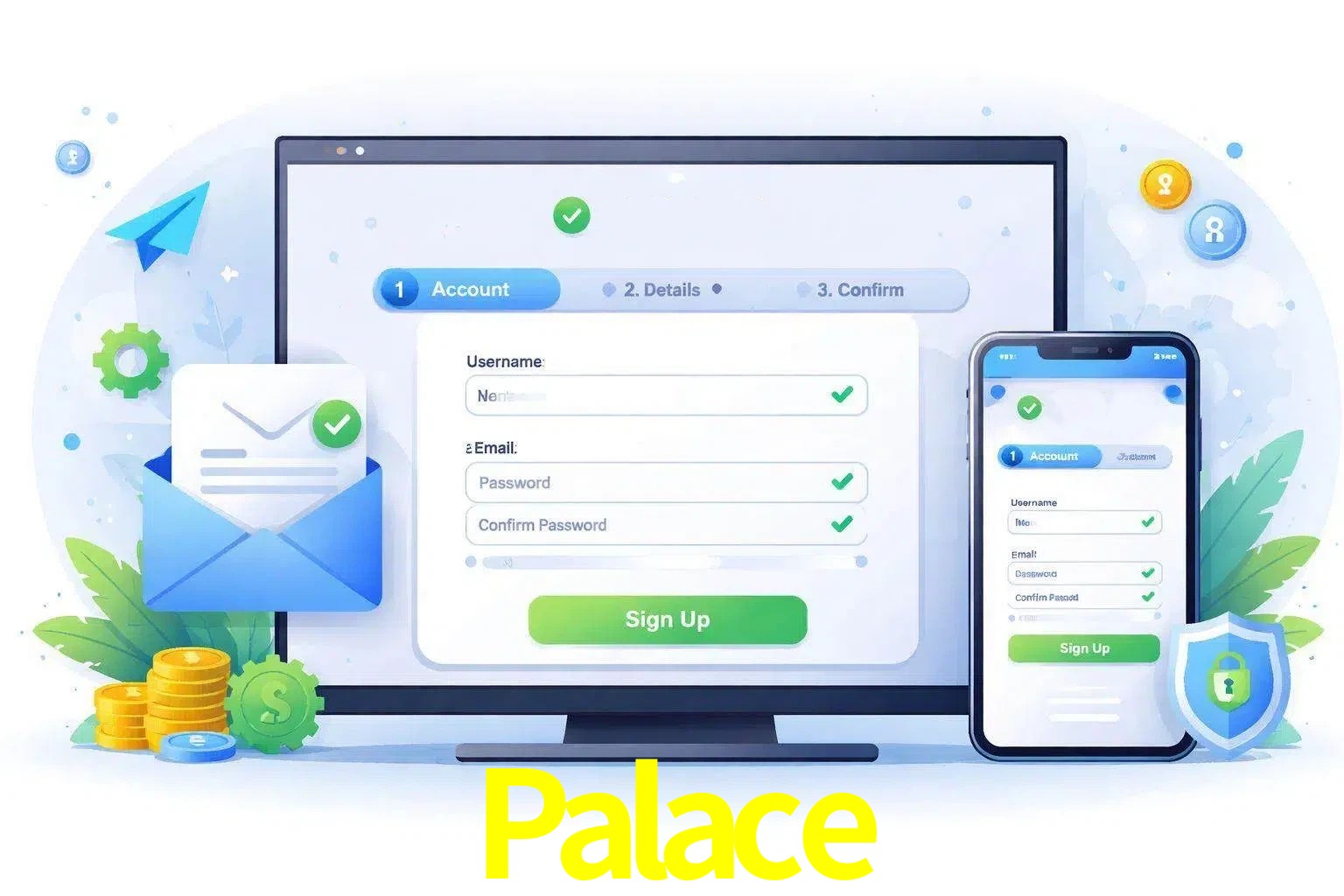 Registro de nuevo usuario y configuración de cuenta Palace